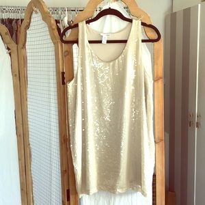 Sequined cream mini dress
